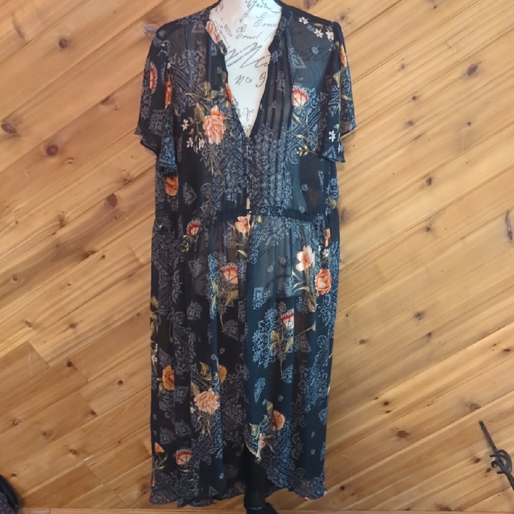 Torrid Black and Orange Patterned Top